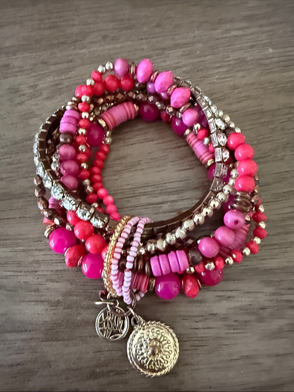Lilly Pulitzer Pink Multi-Strand Beaded Charm Bracelet